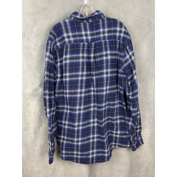 Woolrich Woolen Mills Heavyweight Plaid Flannel Shirt Shacket Mens XL Blue - Picture 14 of 14